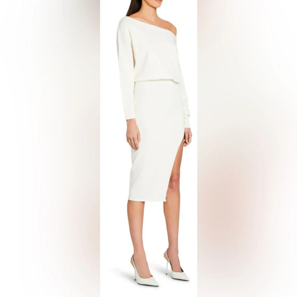 SER.O.YA Francie Cream midi Dress Long Sleeve Knit Size Small